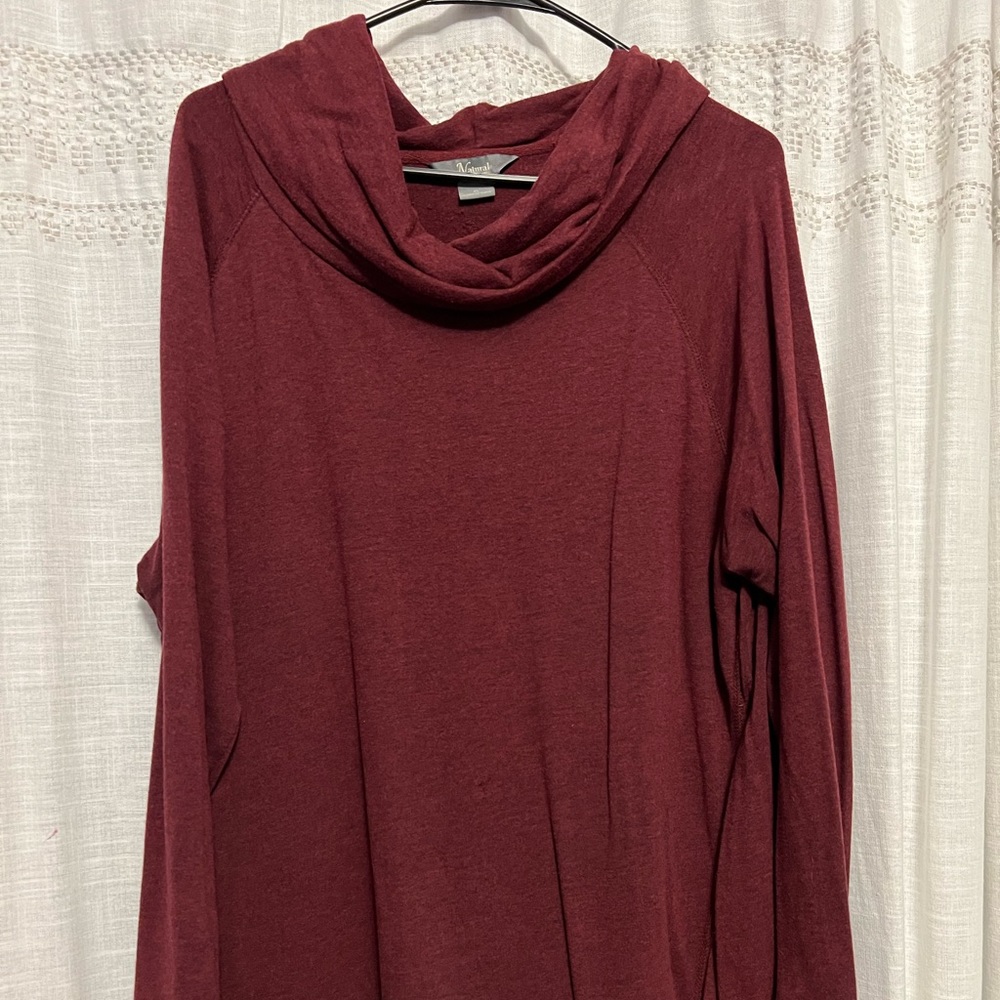 Natural Reflections Burgundy Mock Neck Tunic